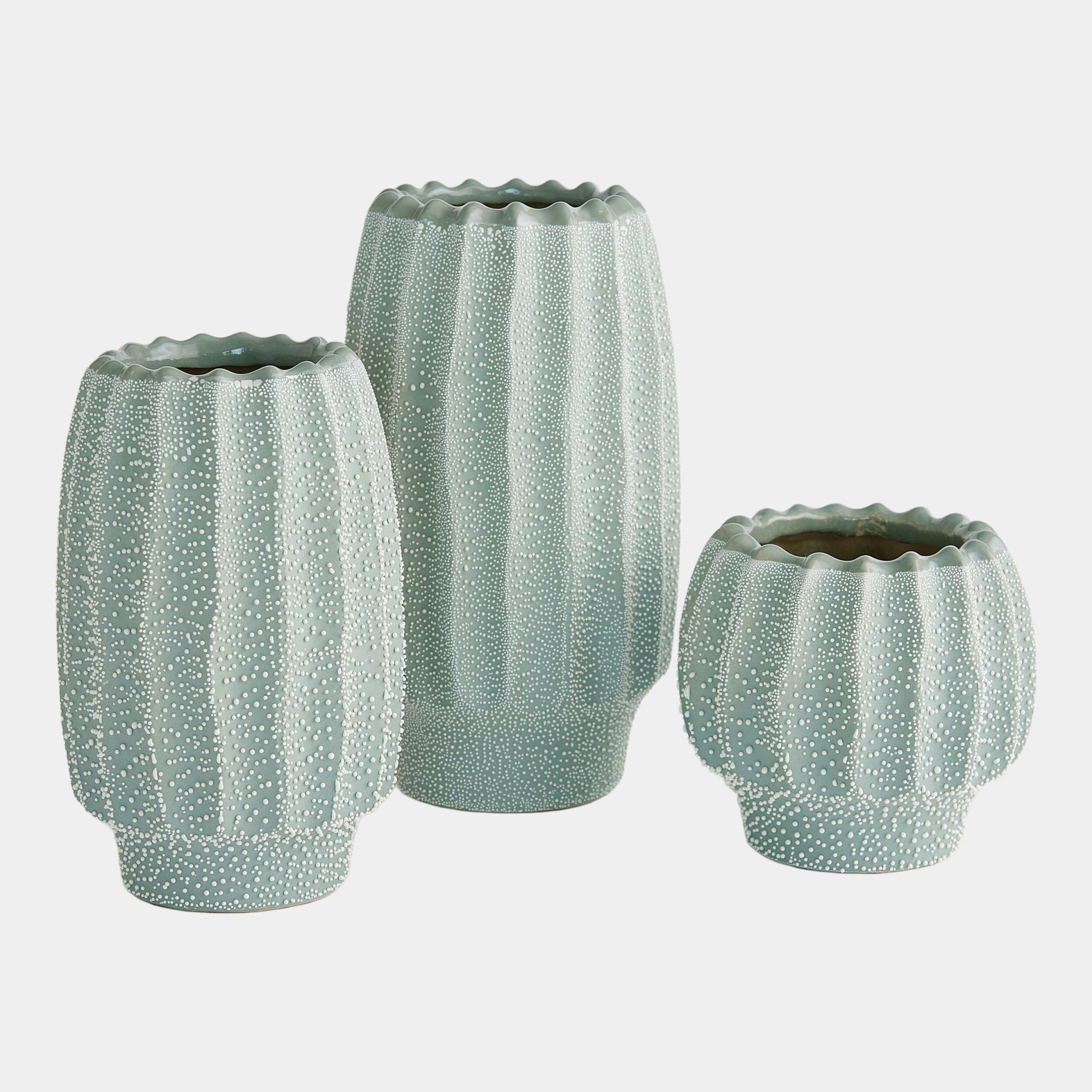 Green Pebbled Textured Vase
