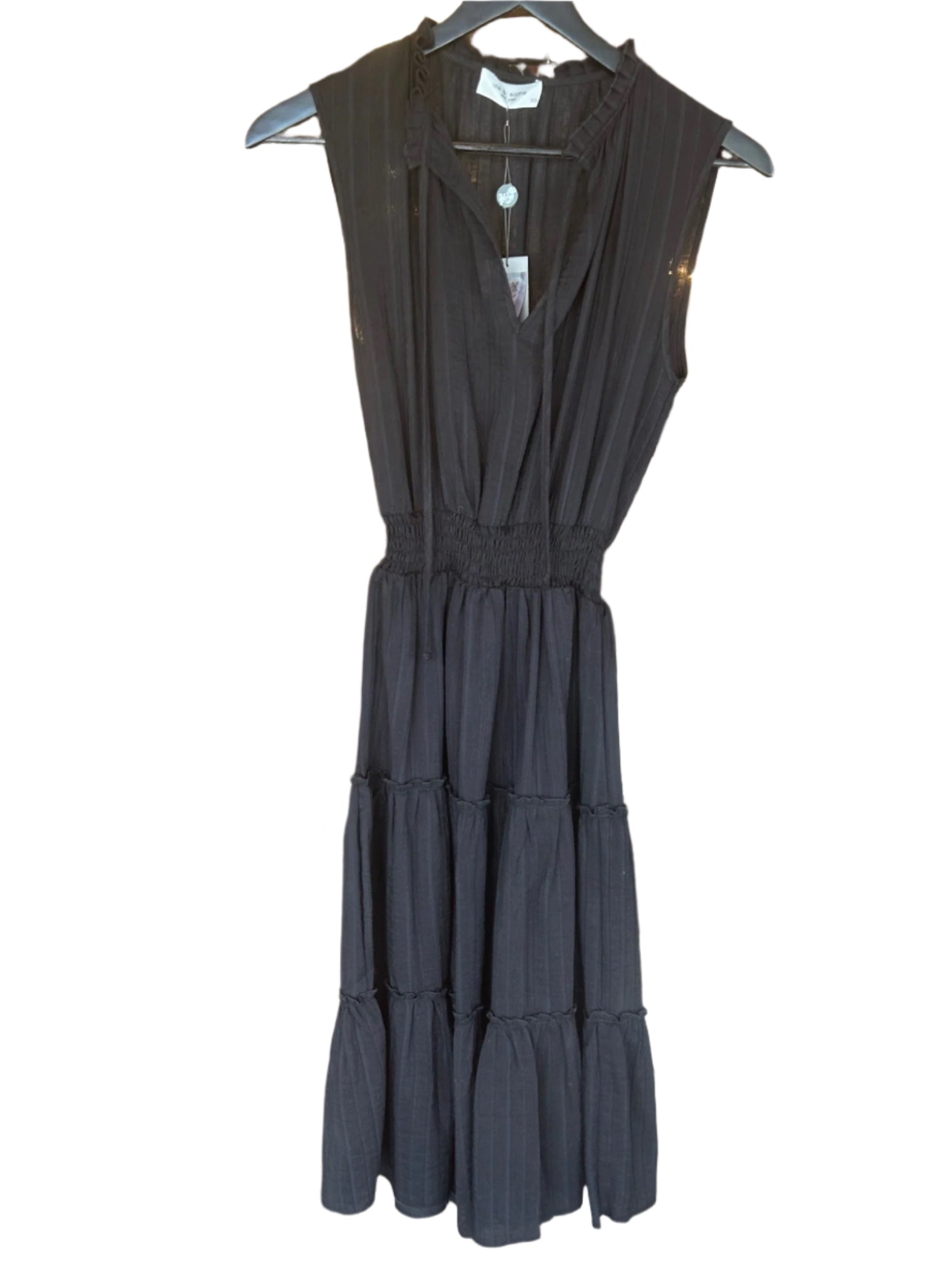 Shadow Stripe Tiered Midi Dress