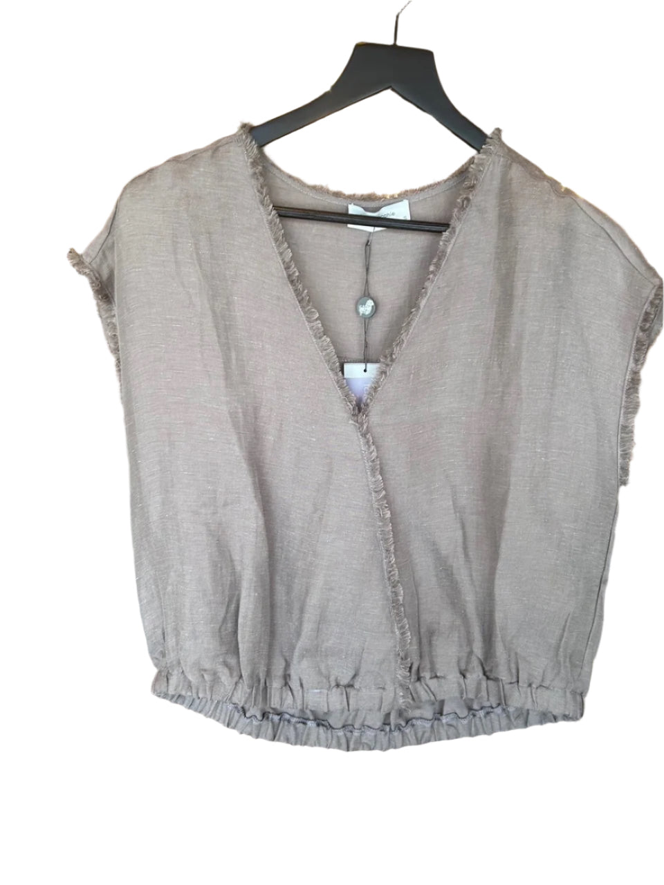 Faux Wrap Cupro Linen Top