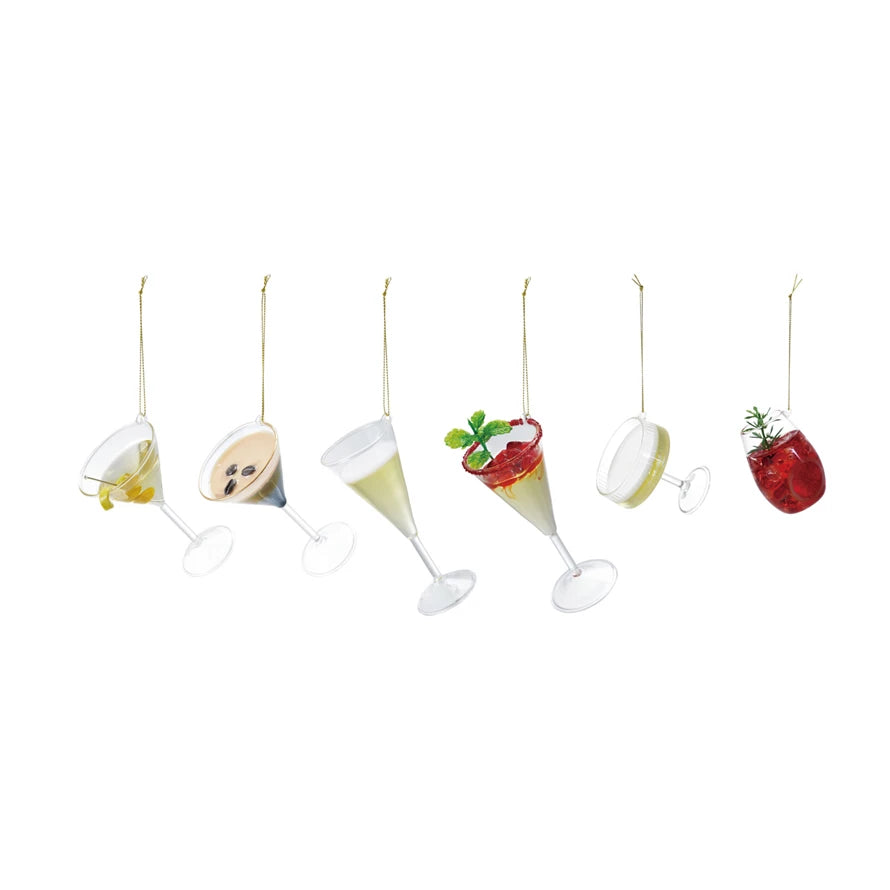 Glass Cocktail Ornament, 6 Styles