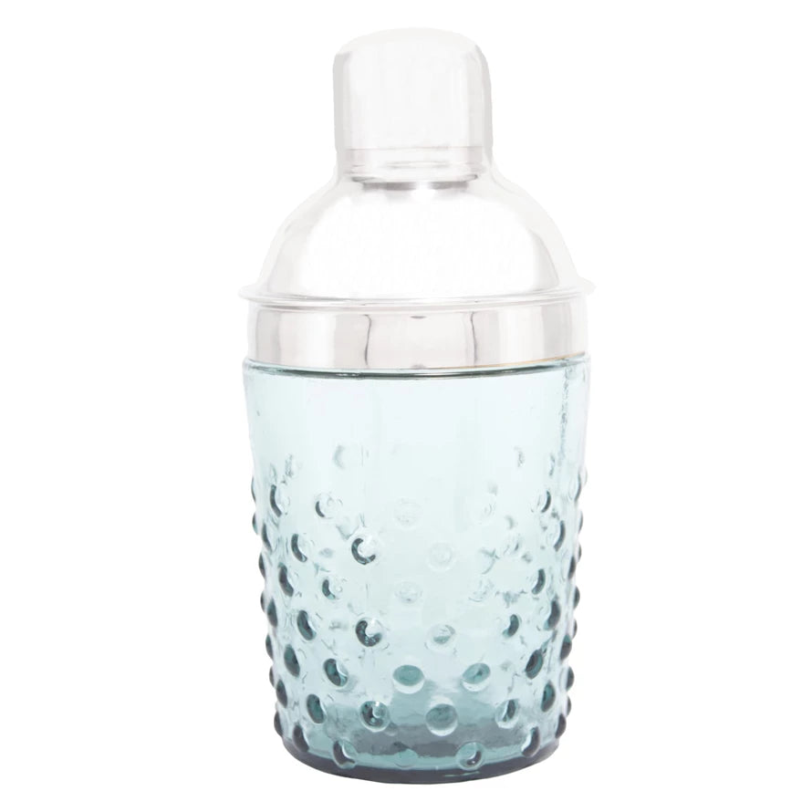 14 oz. Stainless Steel & Hand-Blown Glass Hobnail Cocktail Shaker