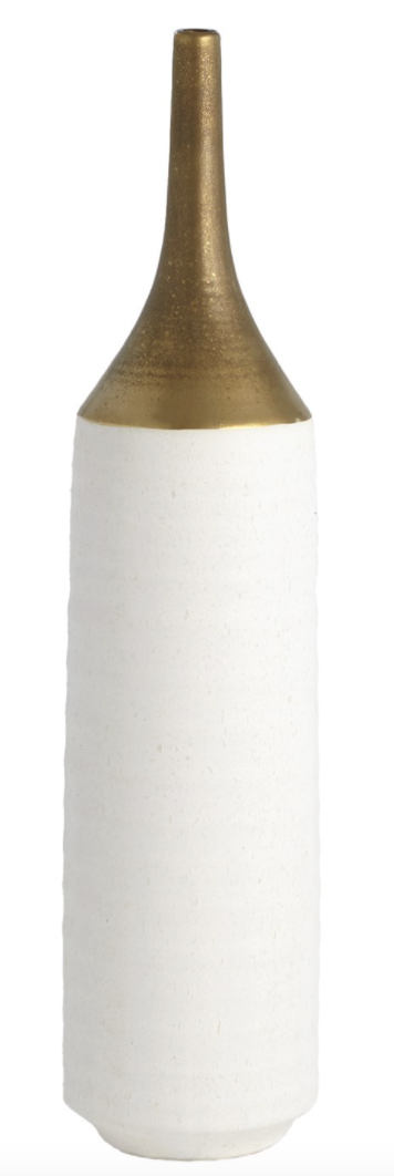 TWO-TONED VASE- GOLD/WHITE-MED - Blu Home