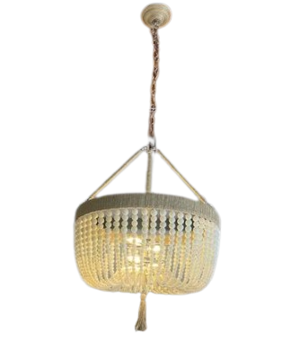 Beaded (milk) Polished nickel/jute Chandelier 24"D - Blu Home