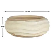 Bleached Wood Wave Carved Bowl