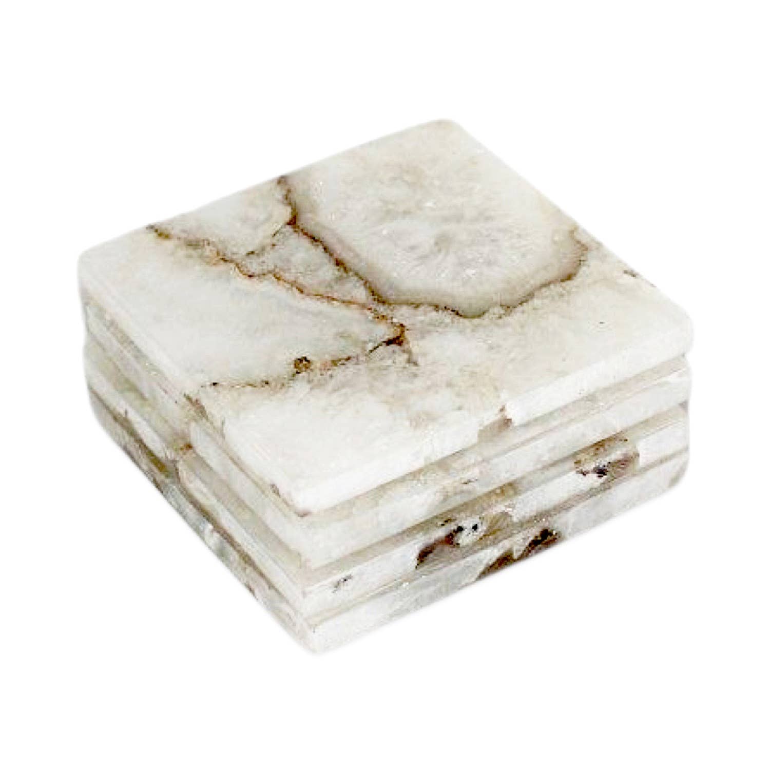 White Agate Coasters, S/4