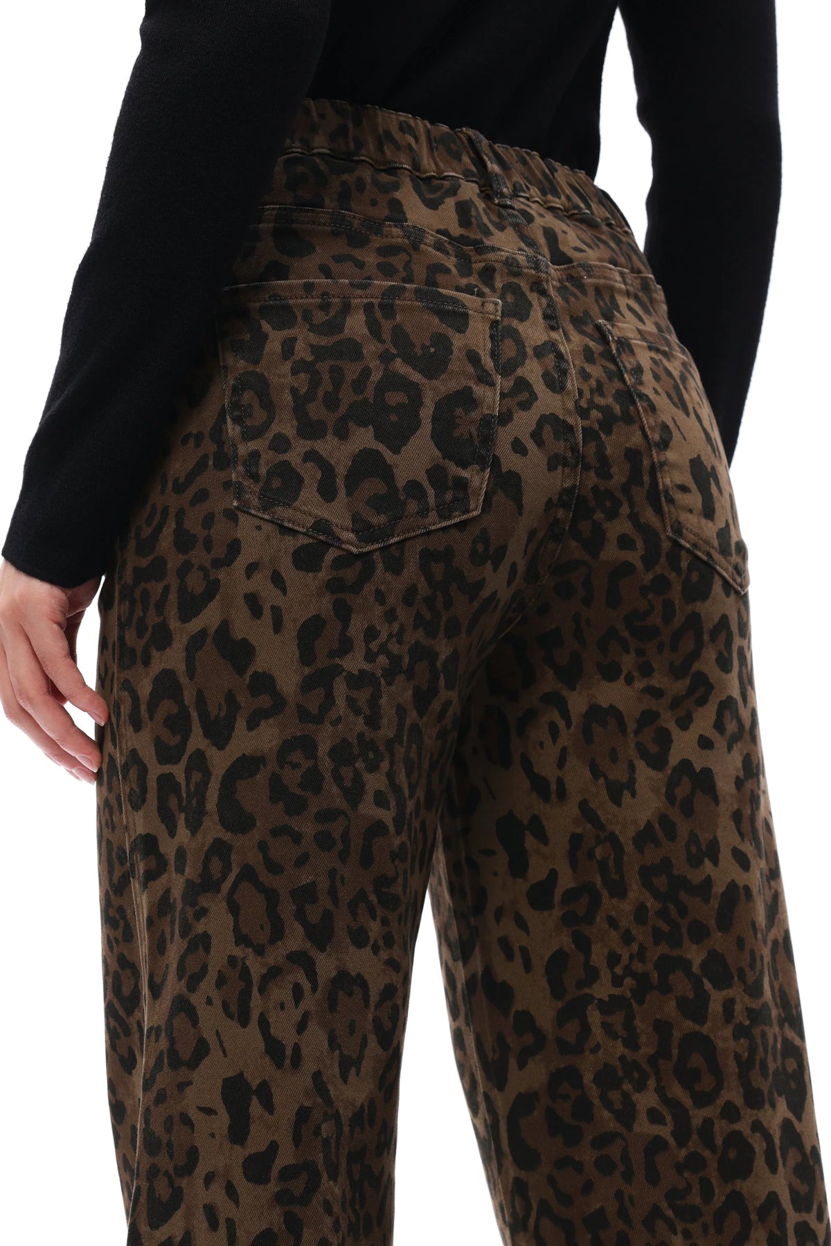 High Rise Leopard Print Straight Leg Pants