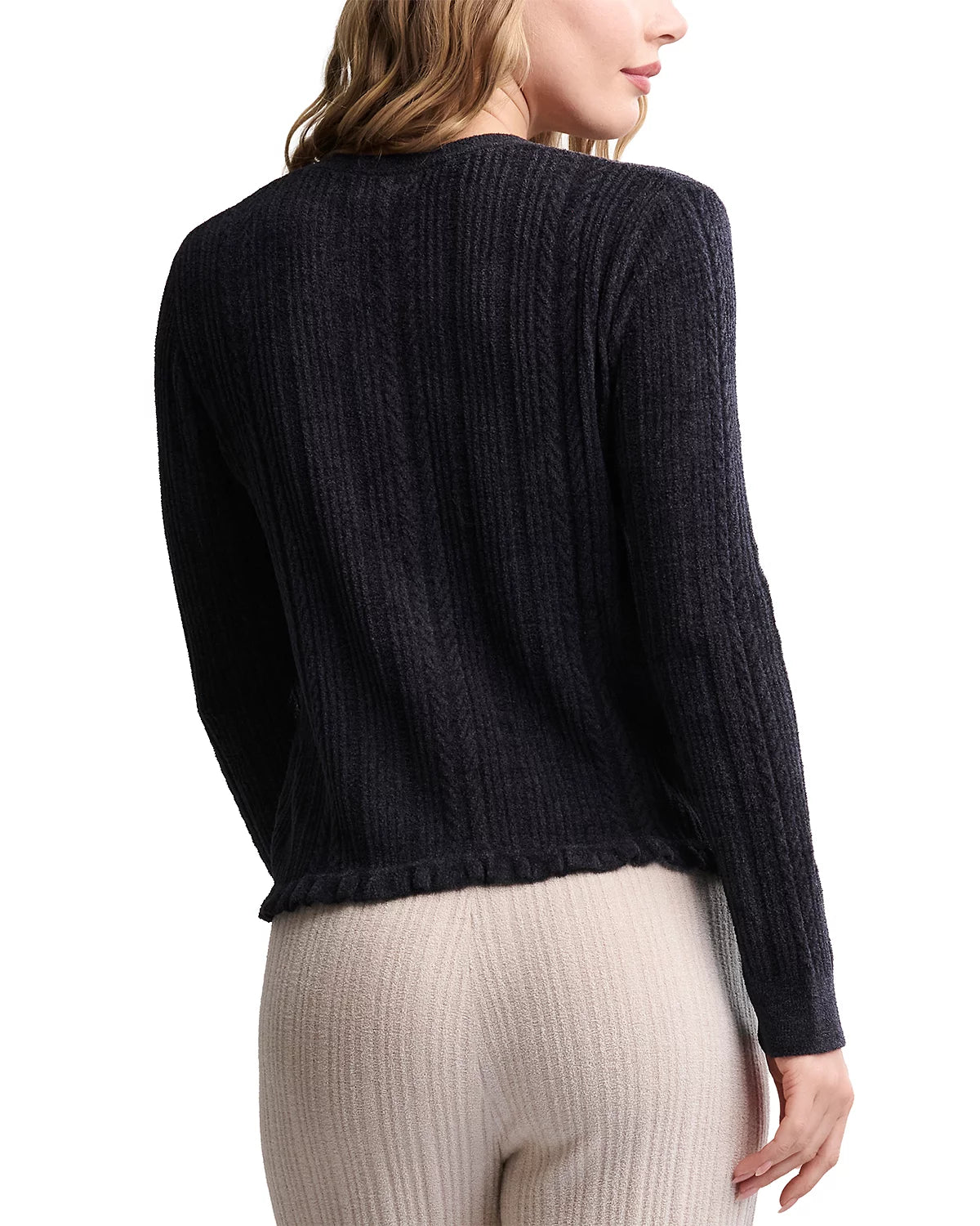 CozyChic Ultra Lite Cable Knit Cardigan with Ruffle
