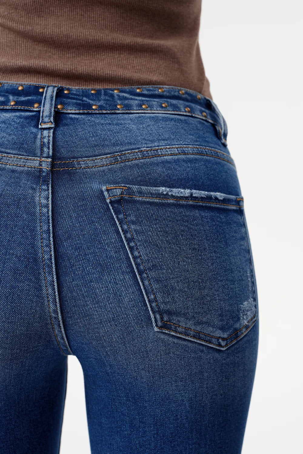 Rivet Embellished High Rise Bootcut Jeans