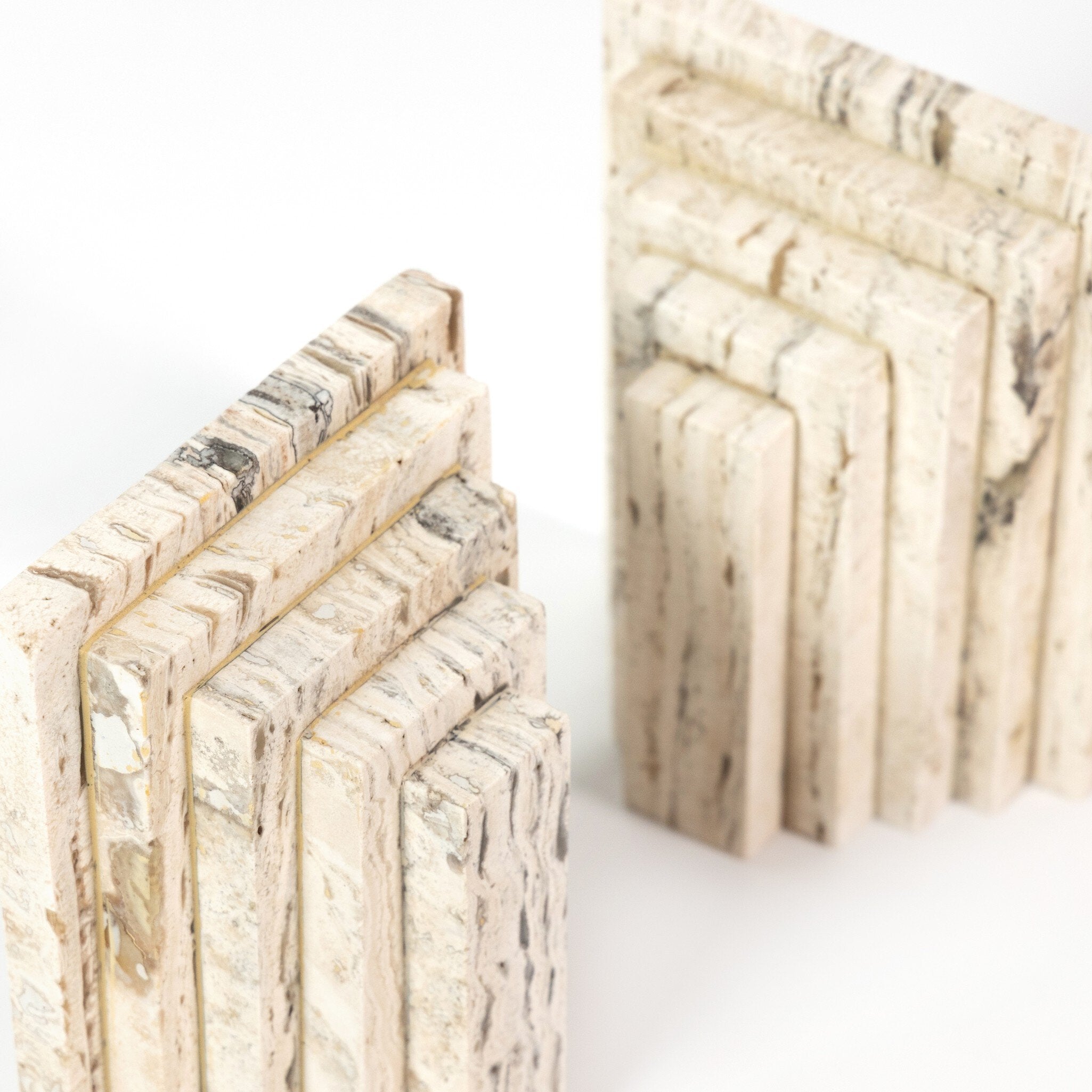 White Travertine Bookends