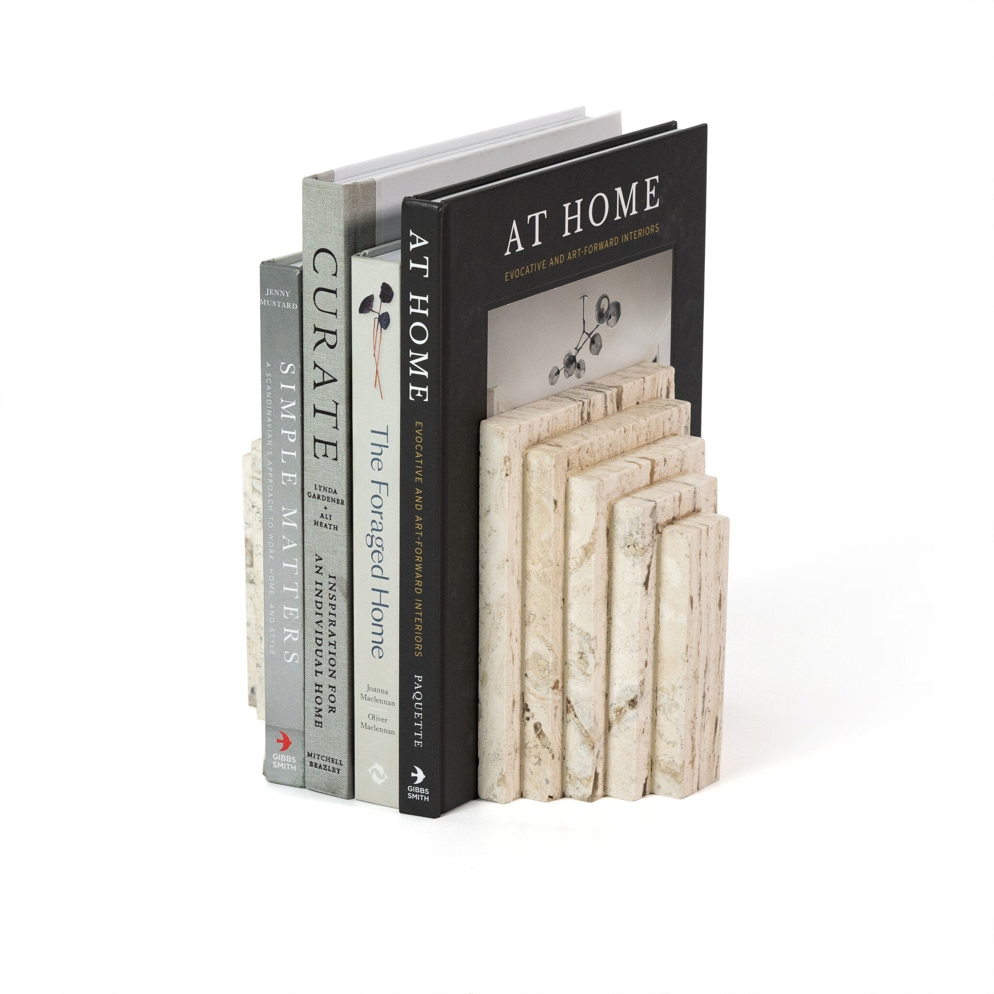 White Travertine Bookends