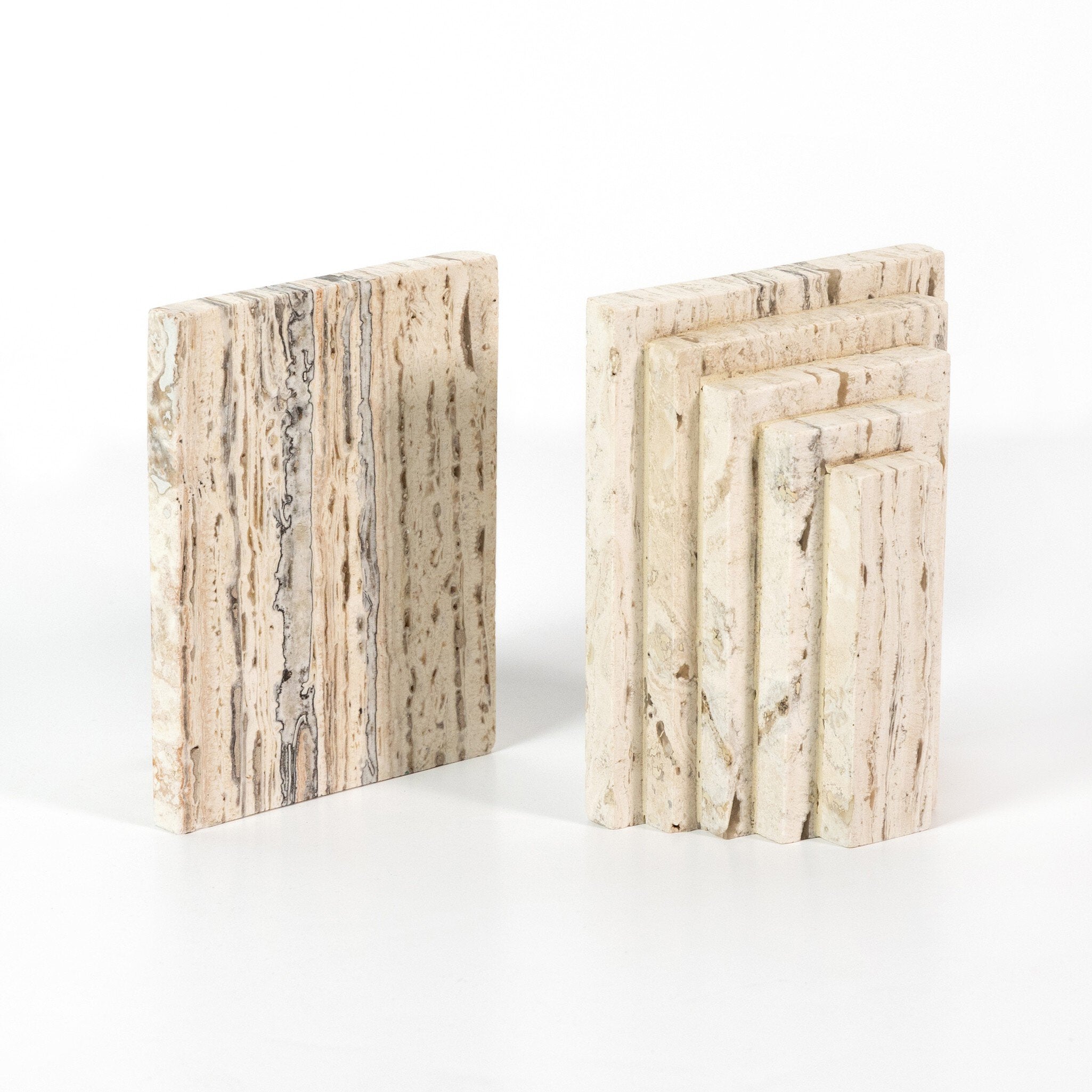 White Travertine Bookends
