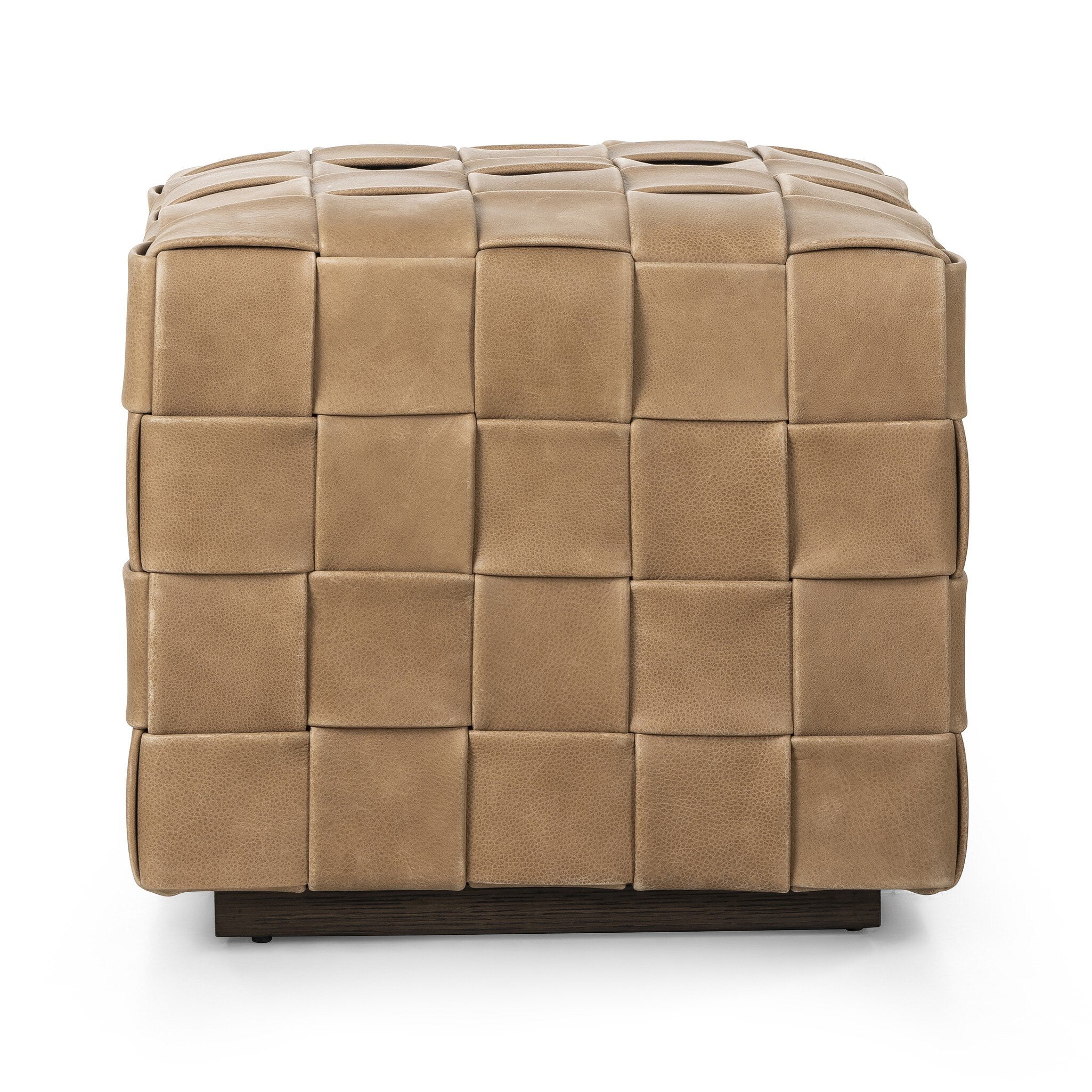 Hand-Woven Leather Ottoman