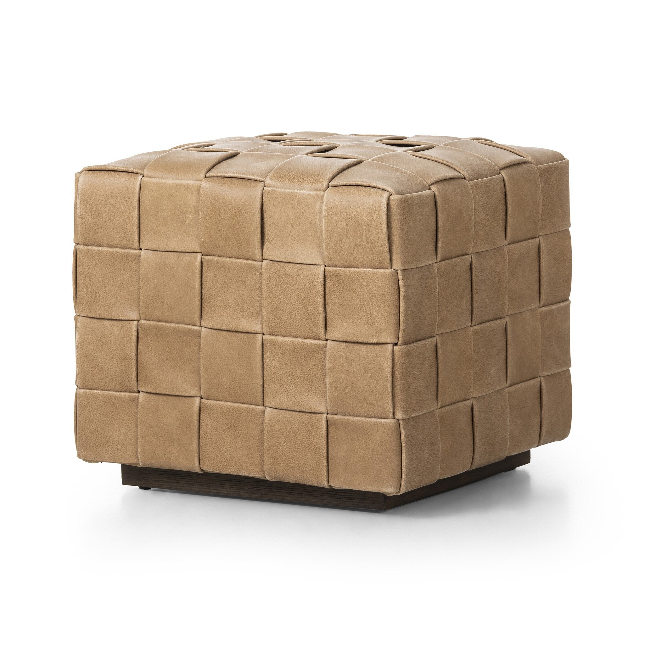 Hand-Woven Leather Ottoman