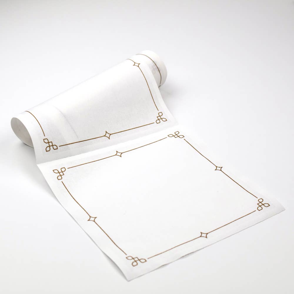 Cotton Party Napkin Roll: Golden Luxe (White/ Gold Border)