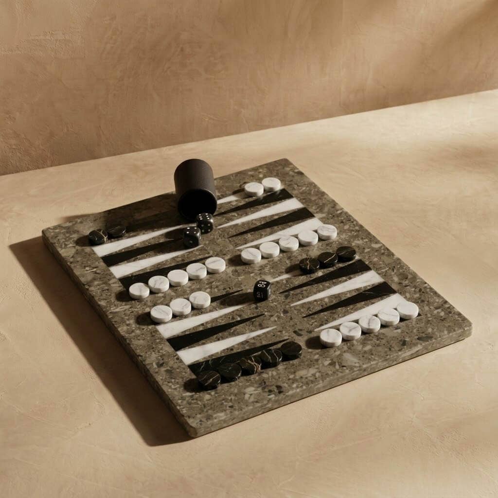 Black & White Marble Backgammon Set