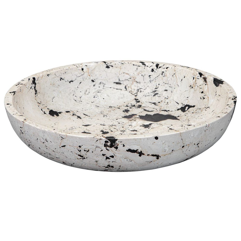 White & Black Limestone Bowl