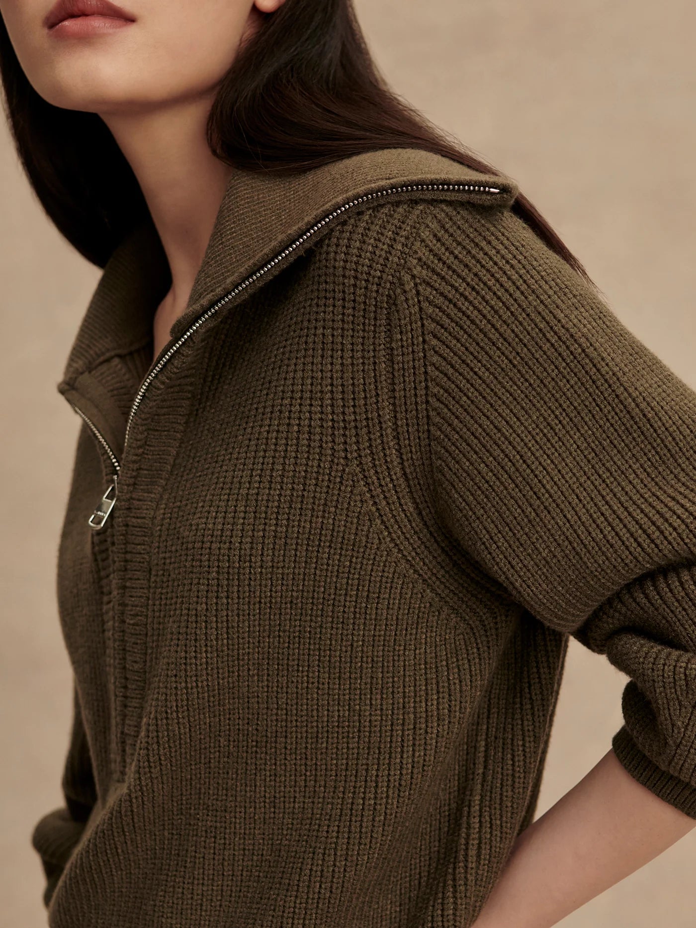 Maura Half-Zip Rib Knit