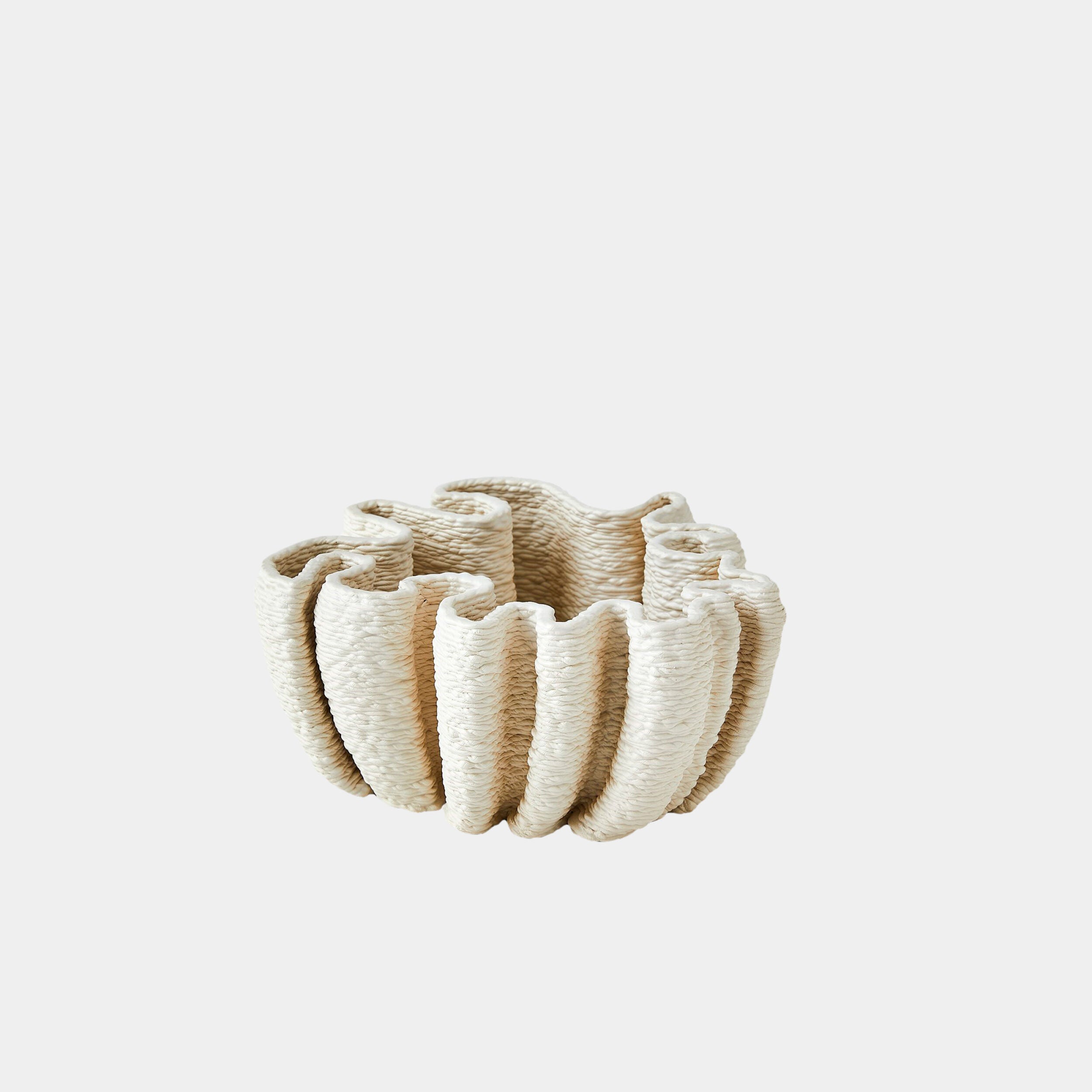 Matte White Ripple Printed Bowl
