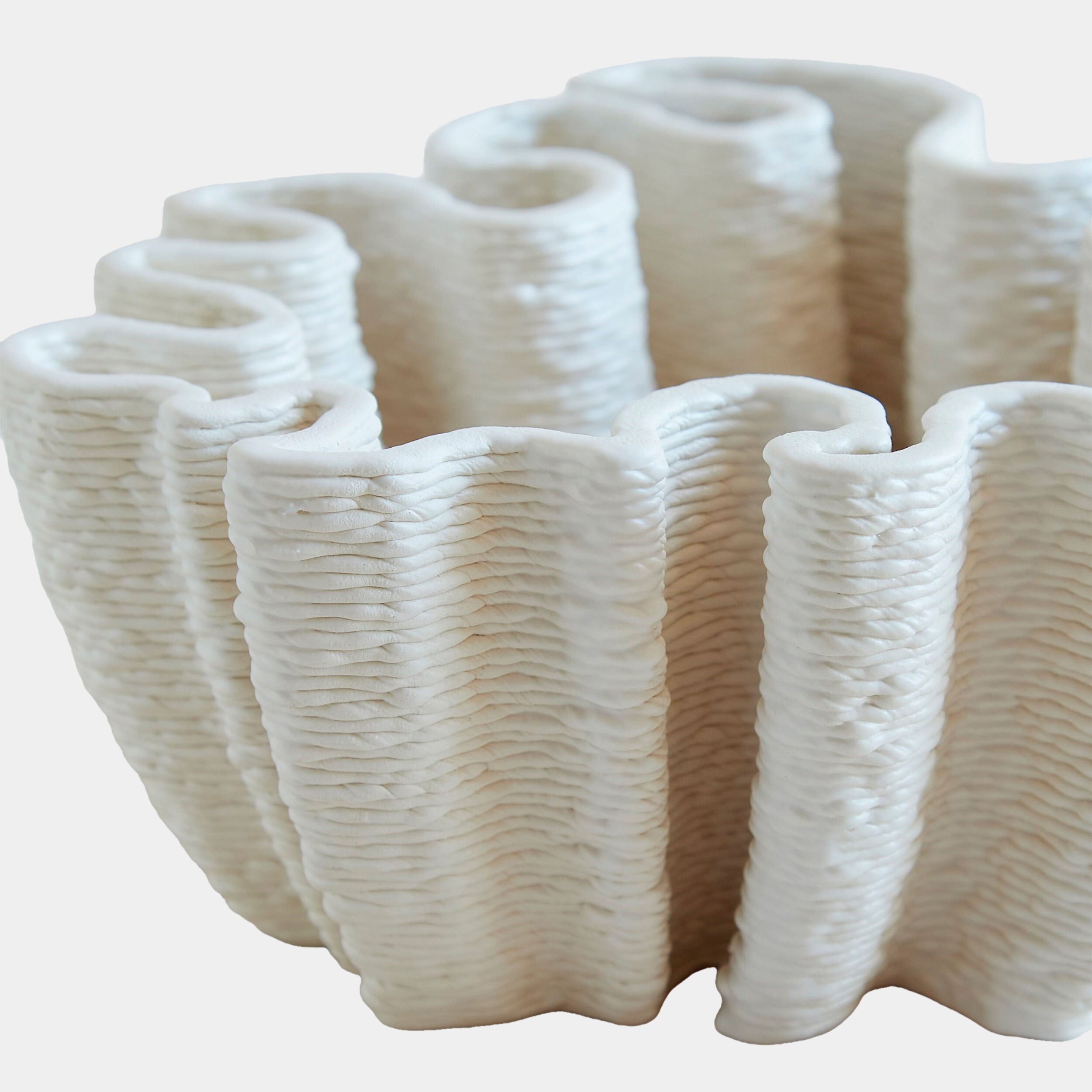 Matte White Ripple Printed Bowl
