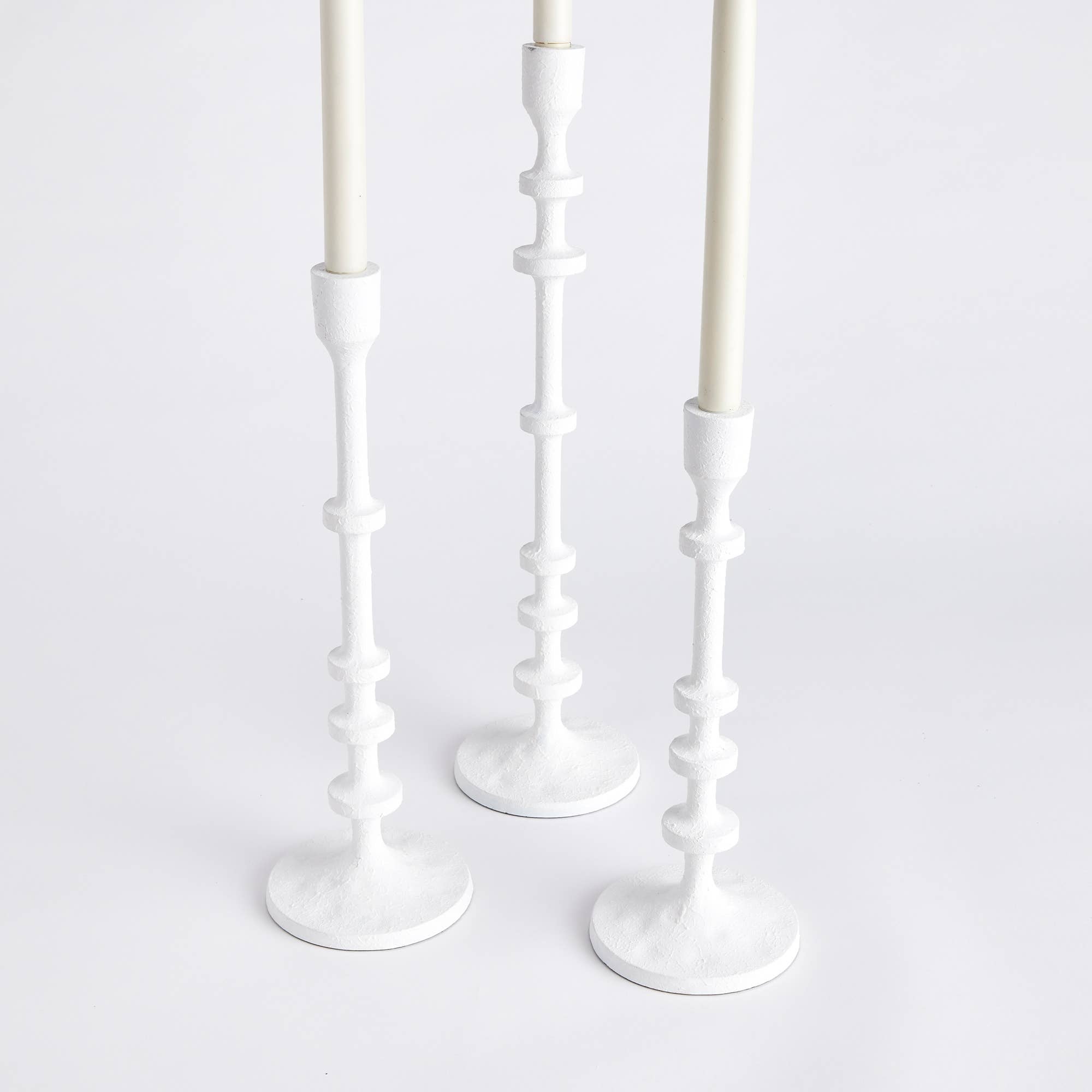 White Abacus Taper Holders
