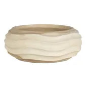 Bleached Wood Wave Carved Bowl