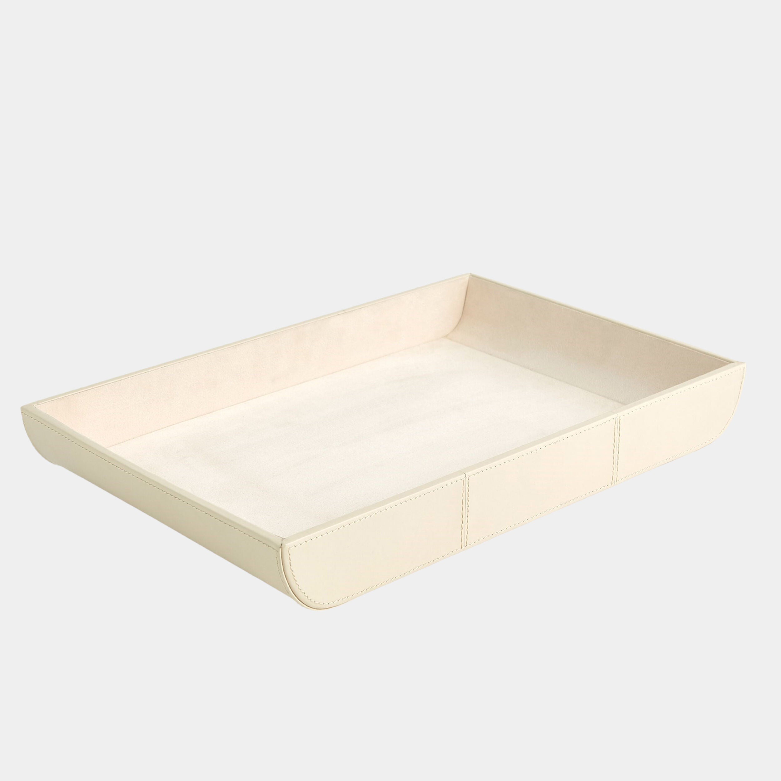 Ivory cowhide curved corner tray