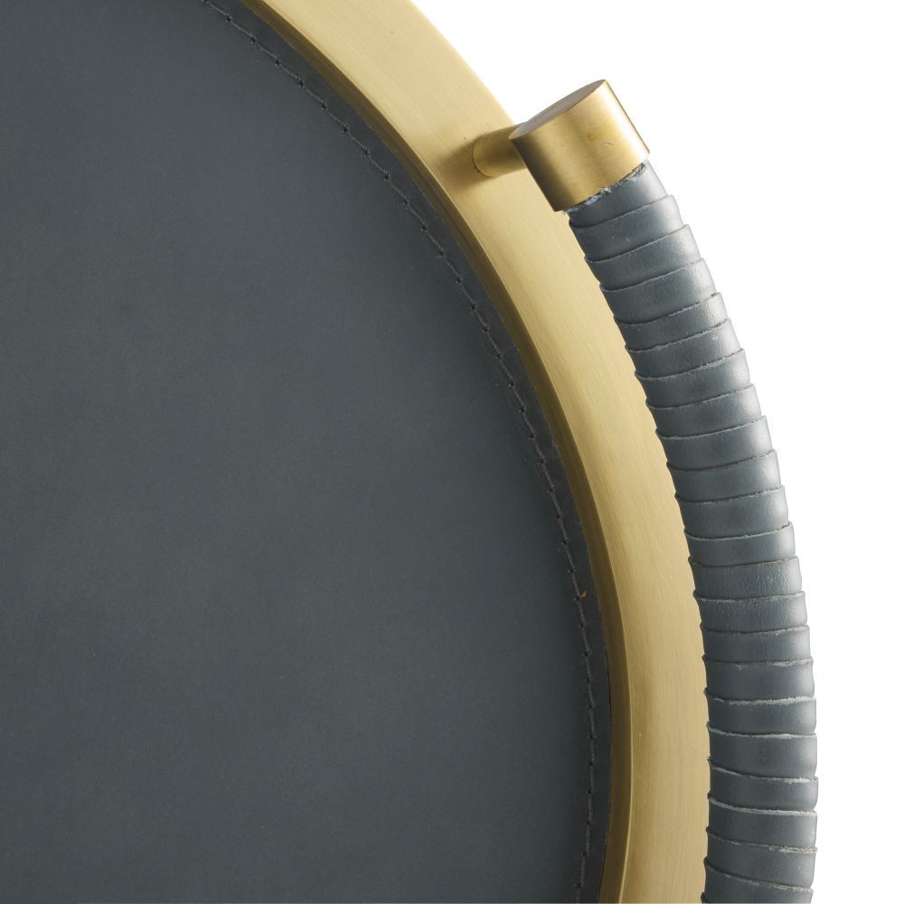 Antique Brass & Slate Leather Tray