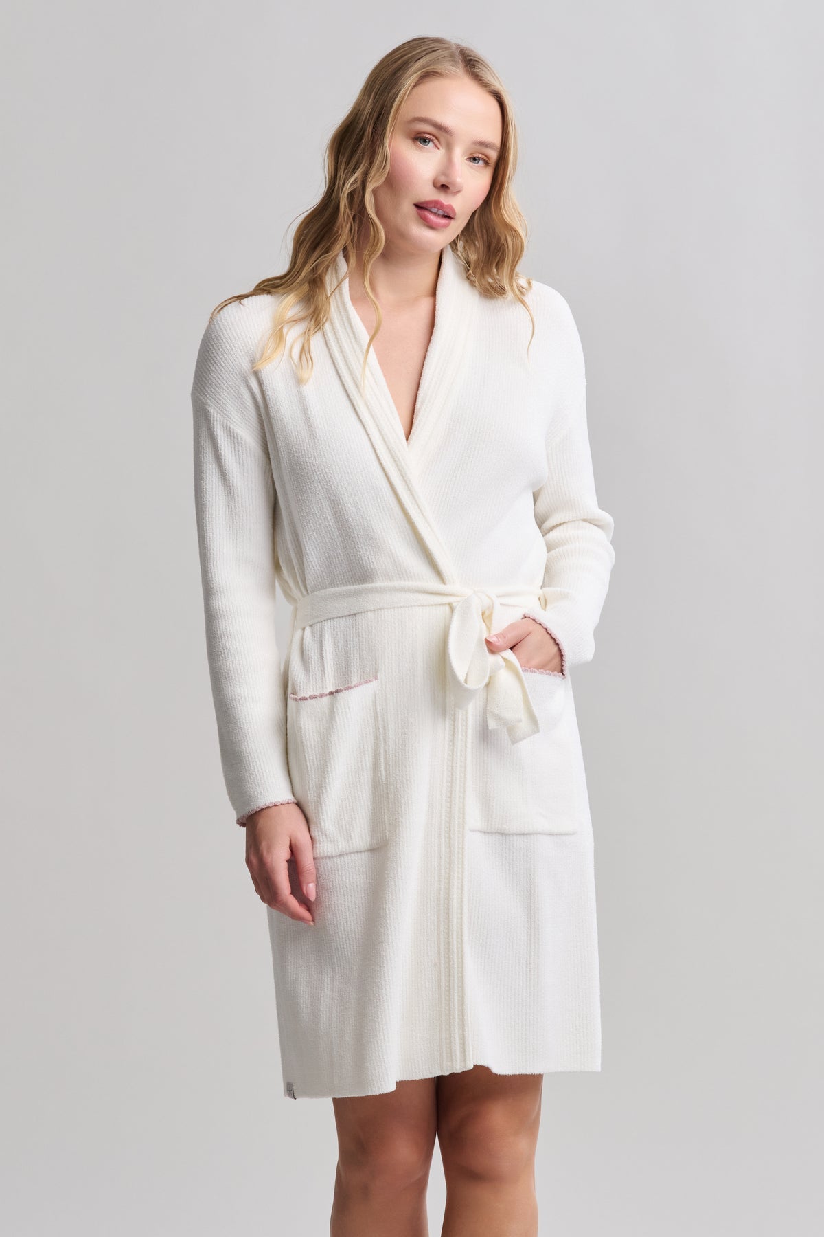 CozyChic Ultra Lite Contrast Scallop Ribbed Robe