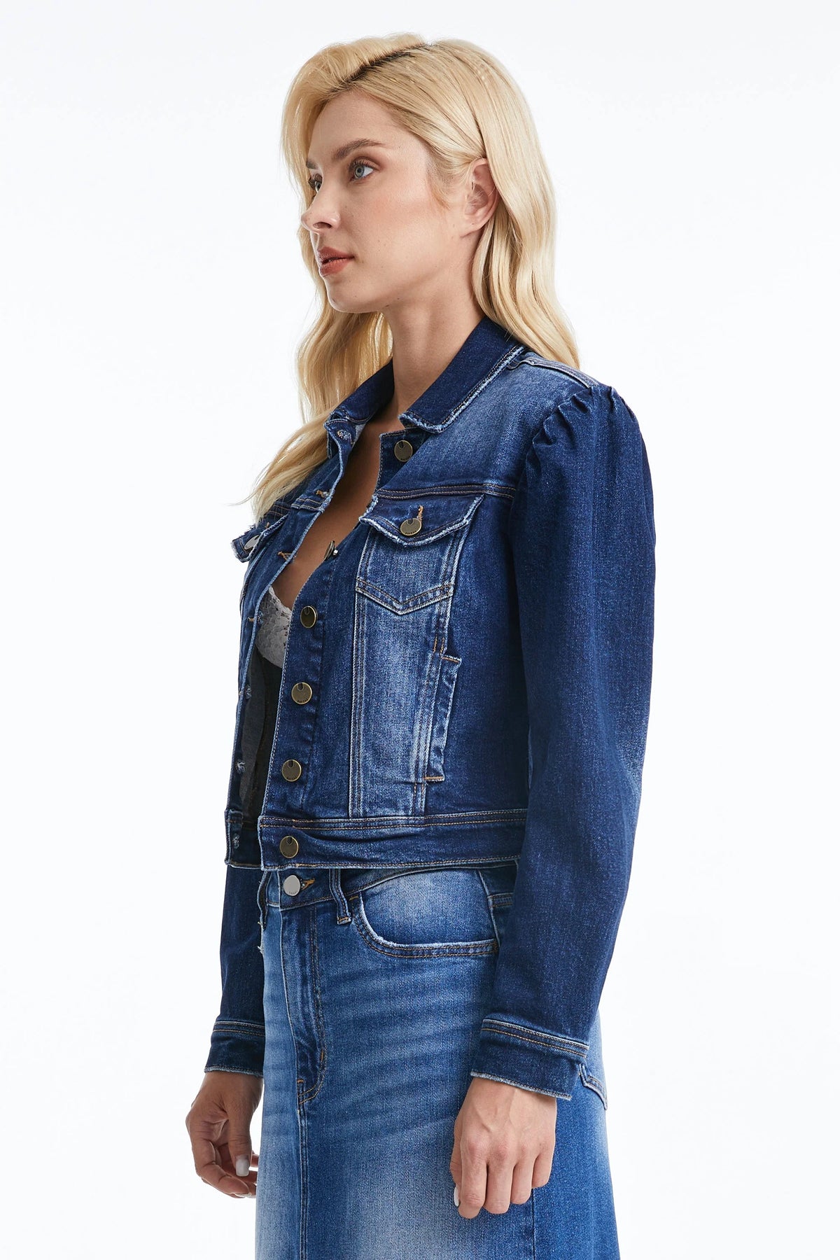 Puff Sleeve Denim Jacket