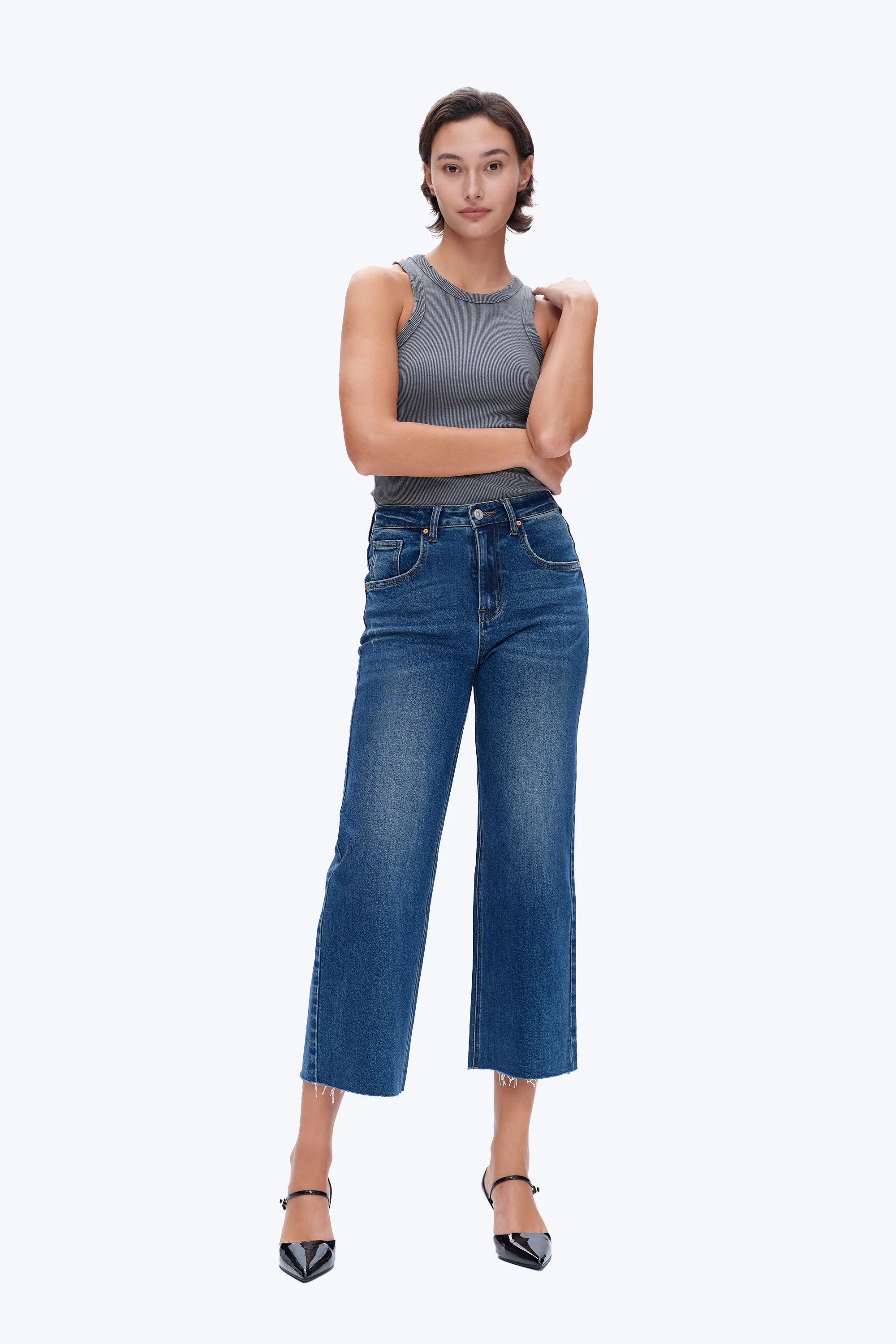 High Rise Wide Leg Denim Jeans