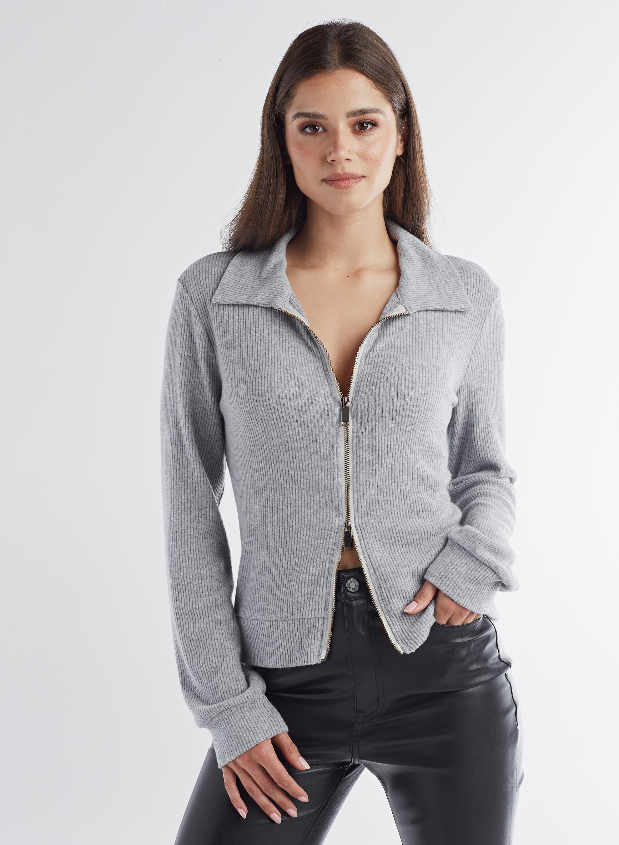 Collared Two-Way Zip Sweater