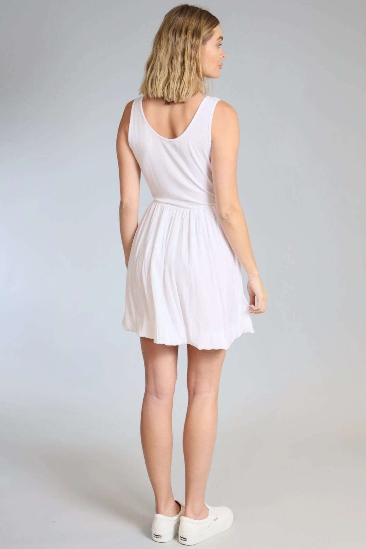 Mixed Media Balloon Tank Dress