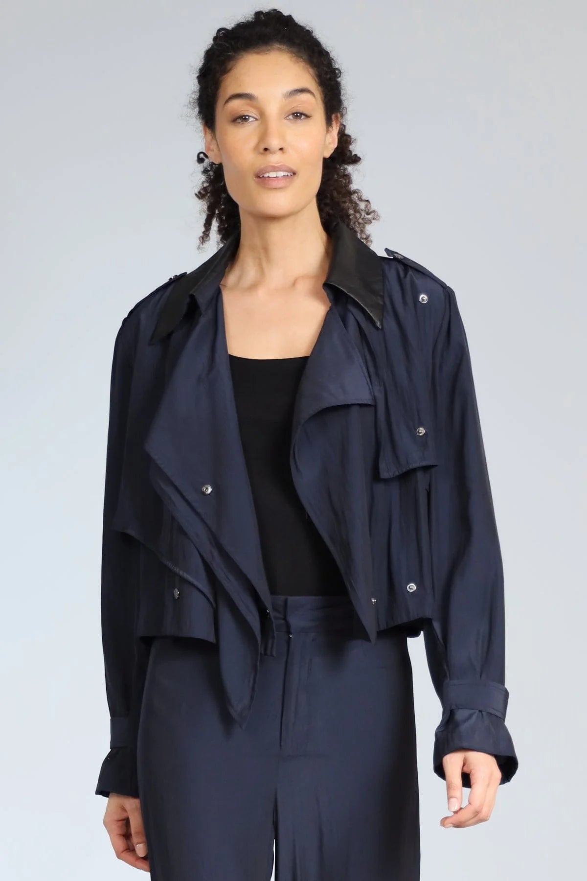 Leather Collar Trench