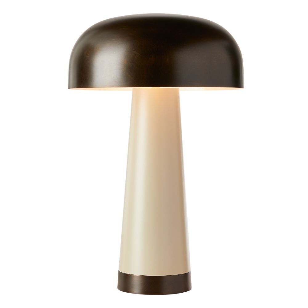English Bronzed Steel Mushroom Lamp
