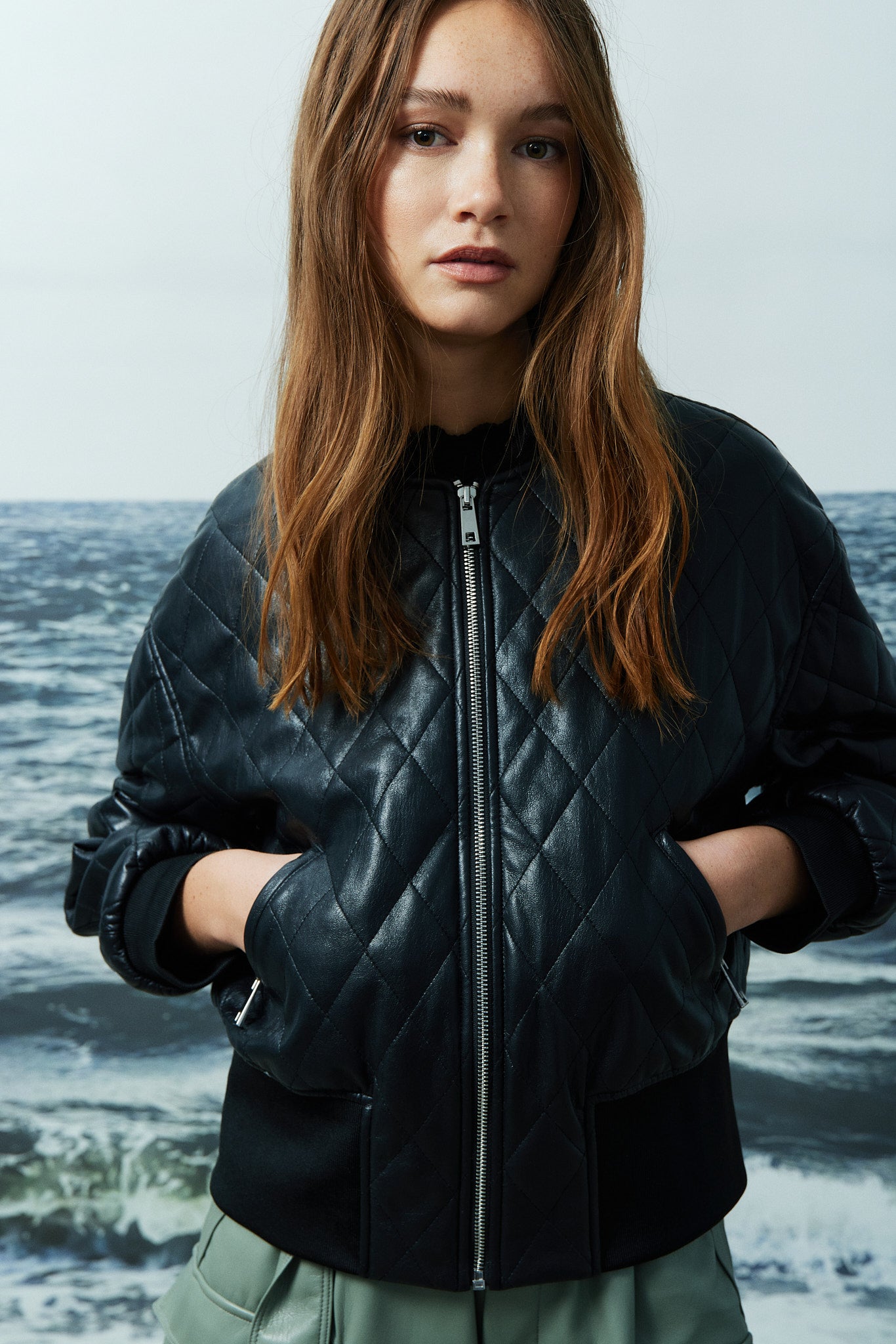 Pia Faux Leather Bomber Jacket