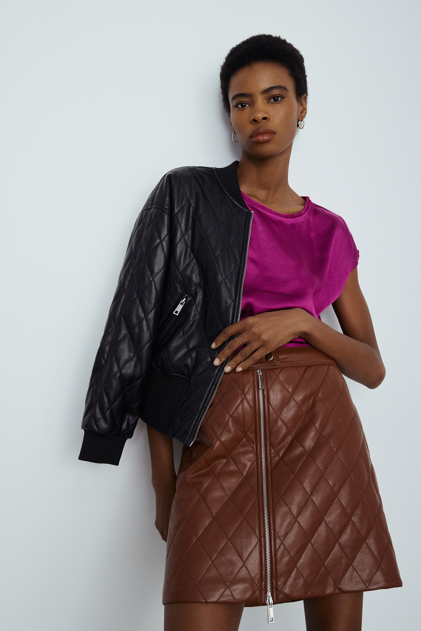 Pia Faux Leather Bomber Jacket