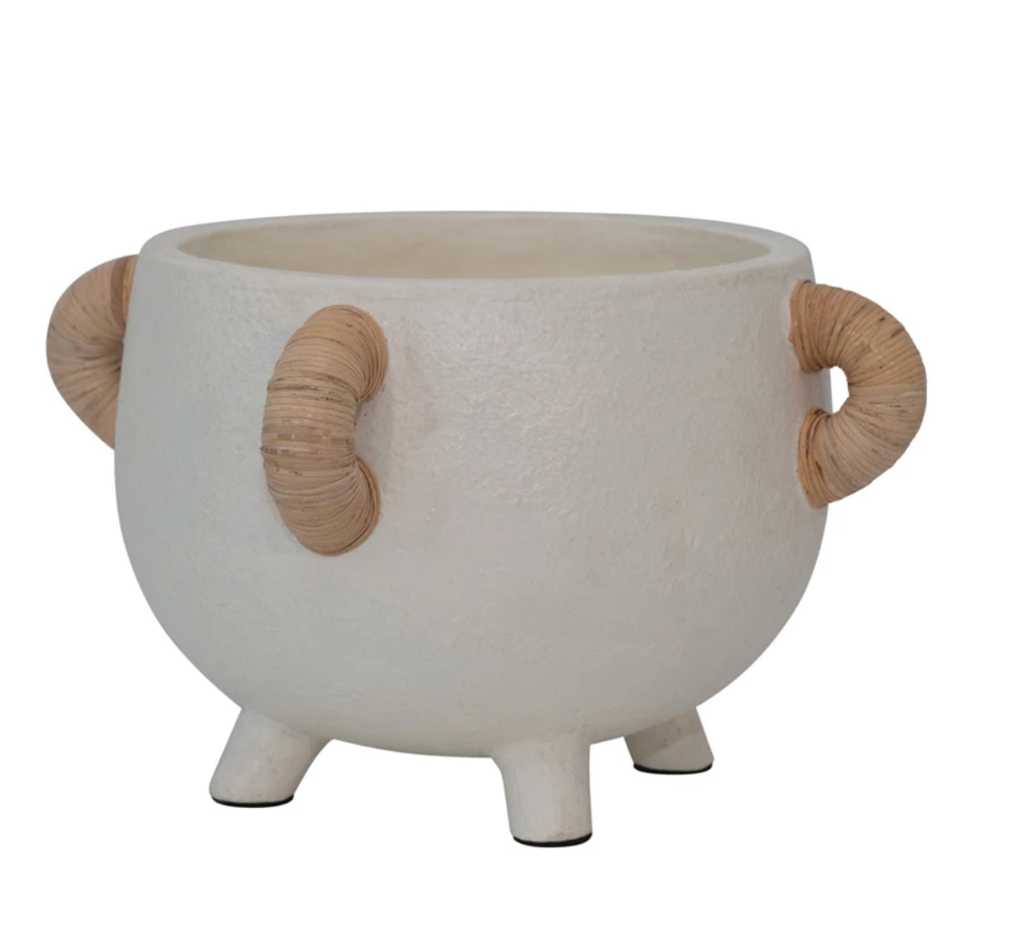Terracotta Planter w/ Rattan Accent