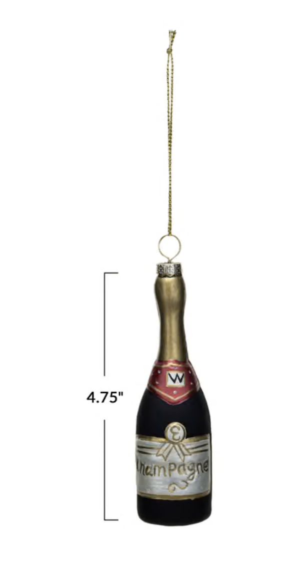 Glass Champagne Bottle Ornament