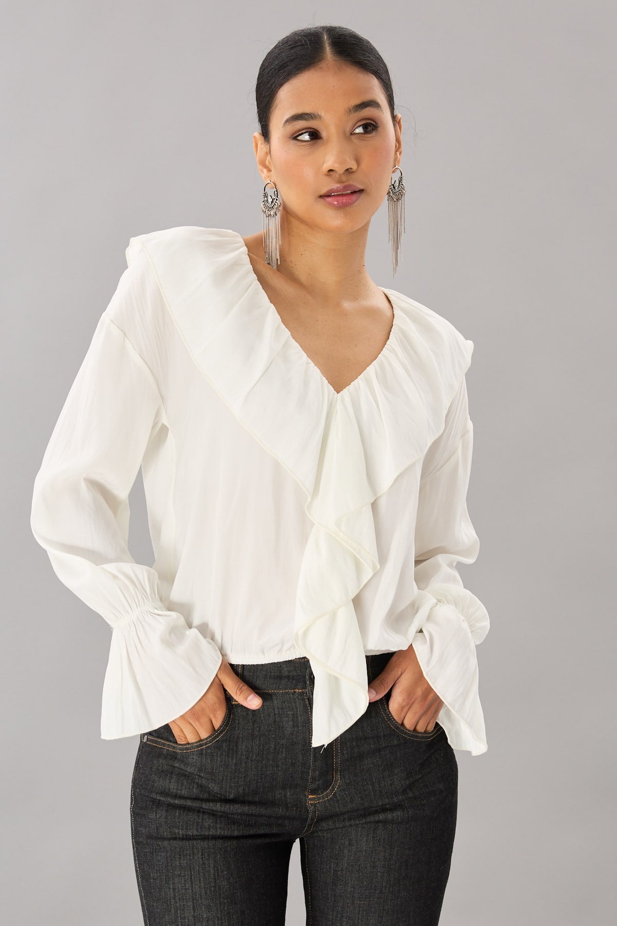 Long Sleeve Ruffle Blouse