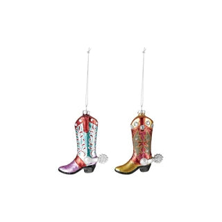 Glass Cowboy Boot Ornament, 2 Styles