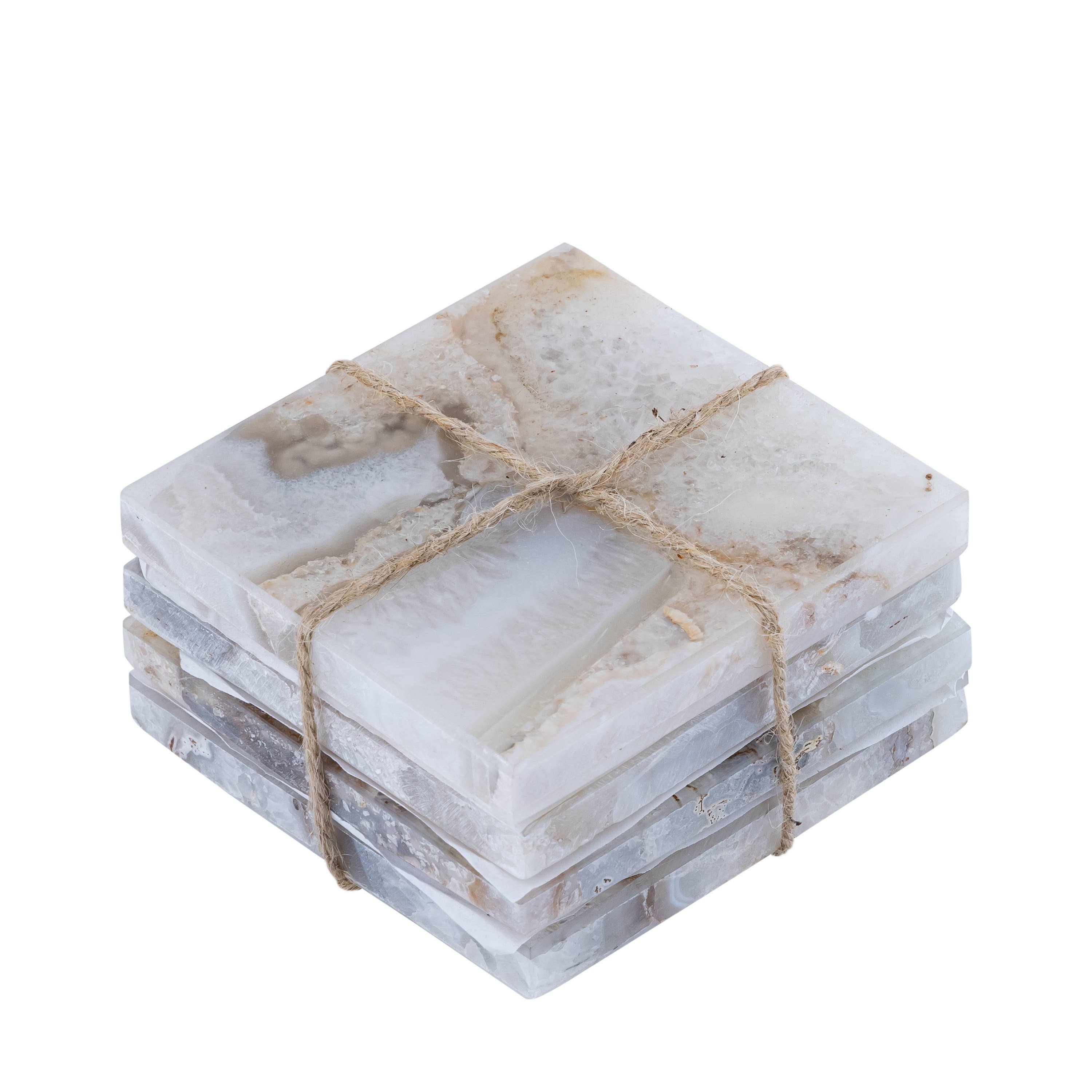 White Agate Coasters, S/4