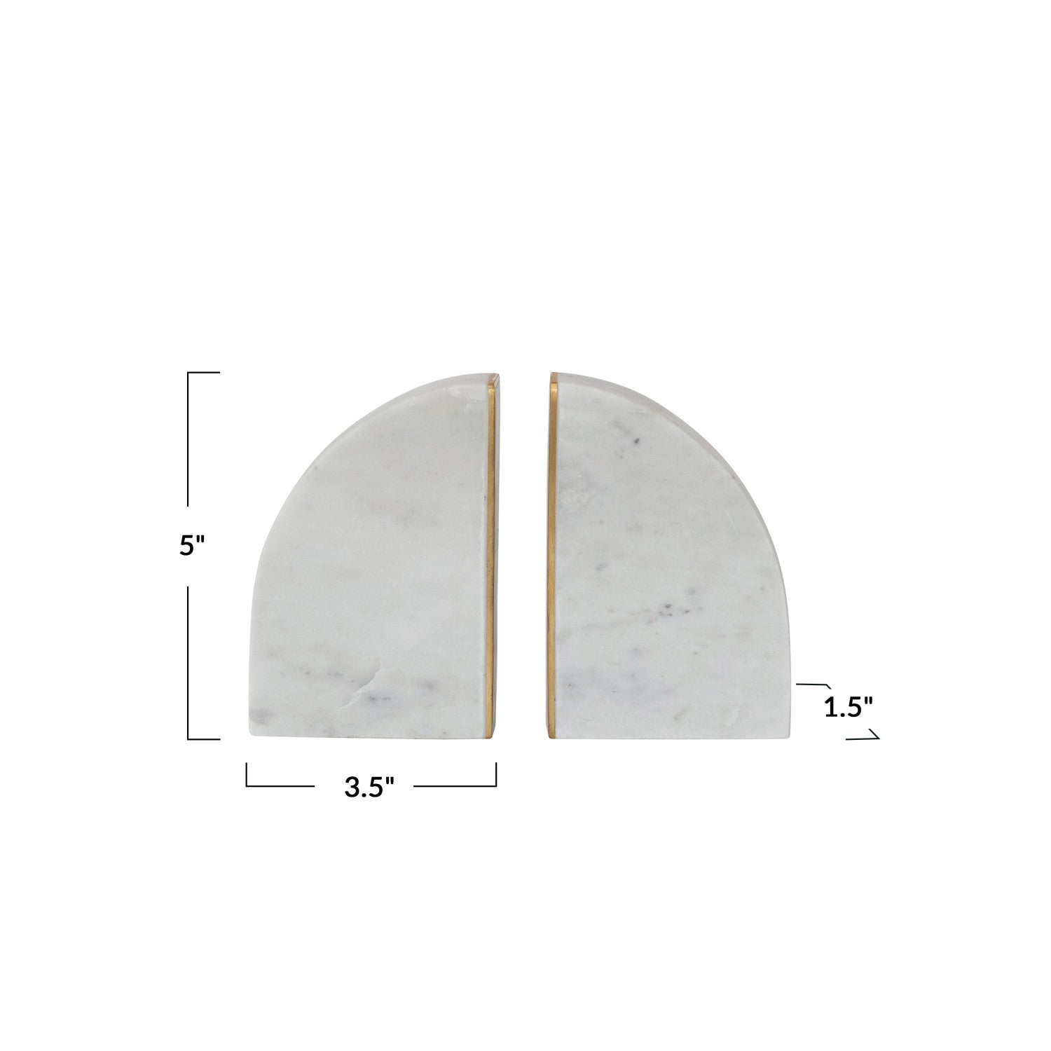 Marble Bookends with Brass Inlay, Set of 2