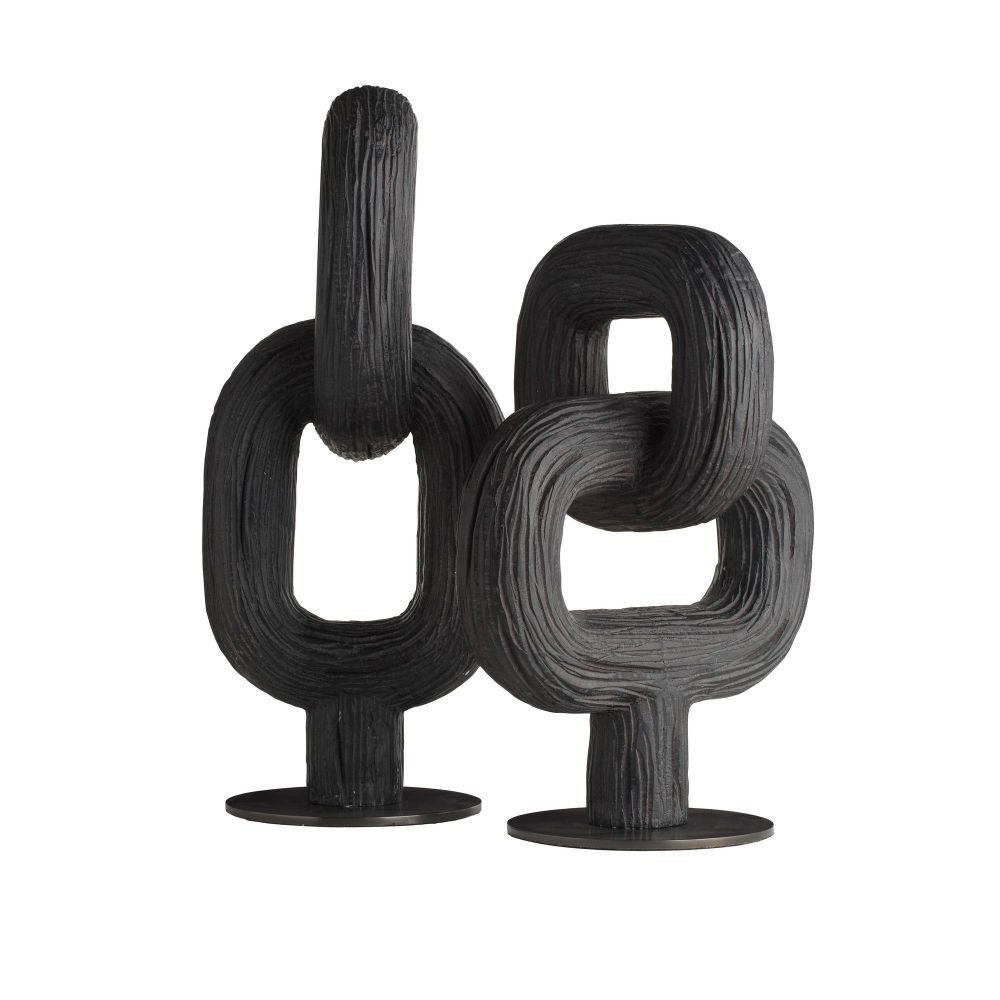 Ebony Forged Link Sculptures, Set Of 2