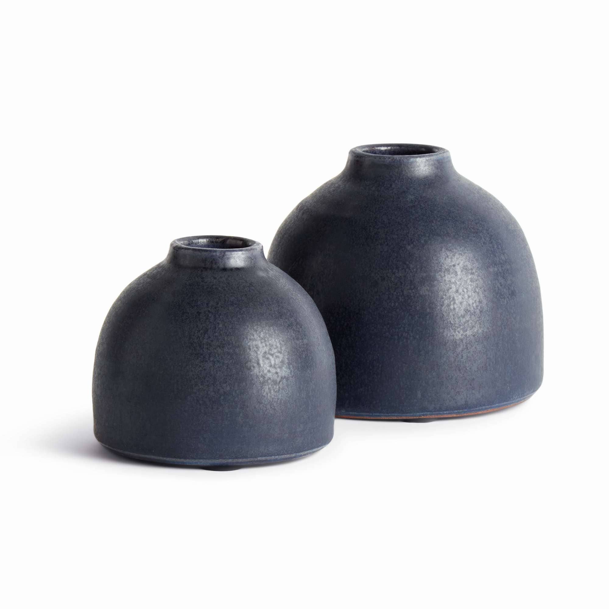 Handcrafted Navy Terracotta Bud Vases, S/2