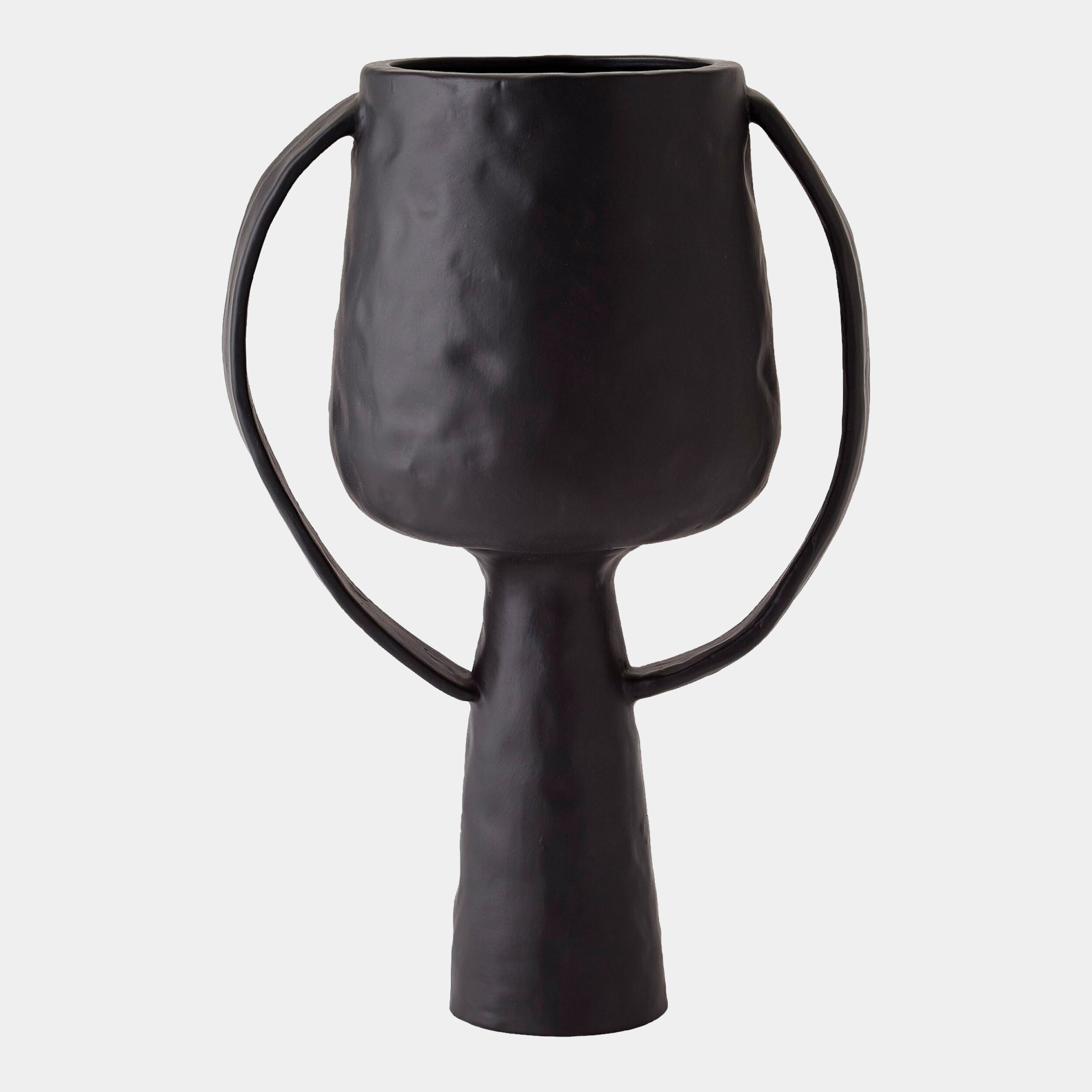 Matte Black Ribbon Handle Vase