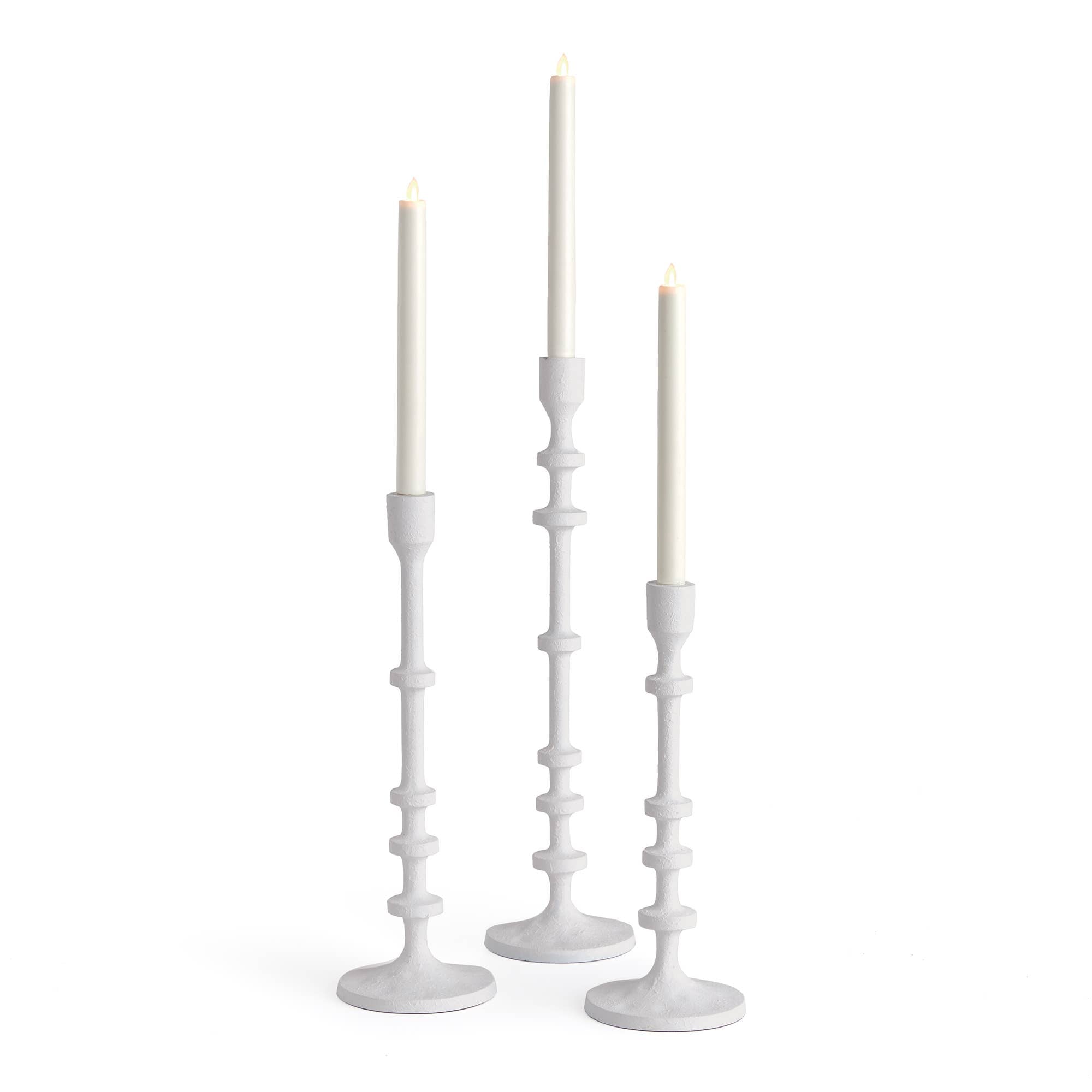 White Abacus Taper Holders