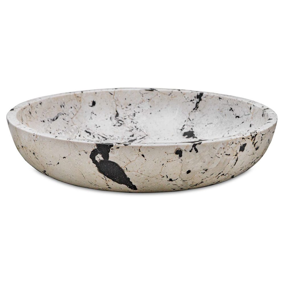 White & Black Limestone Bowl