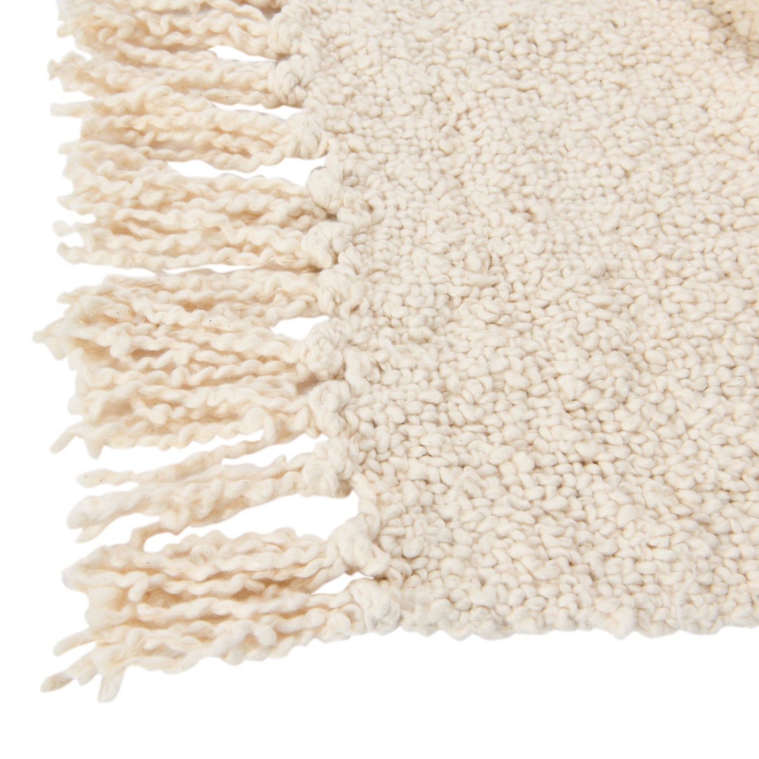 Cream Boucle Throw with Fringe