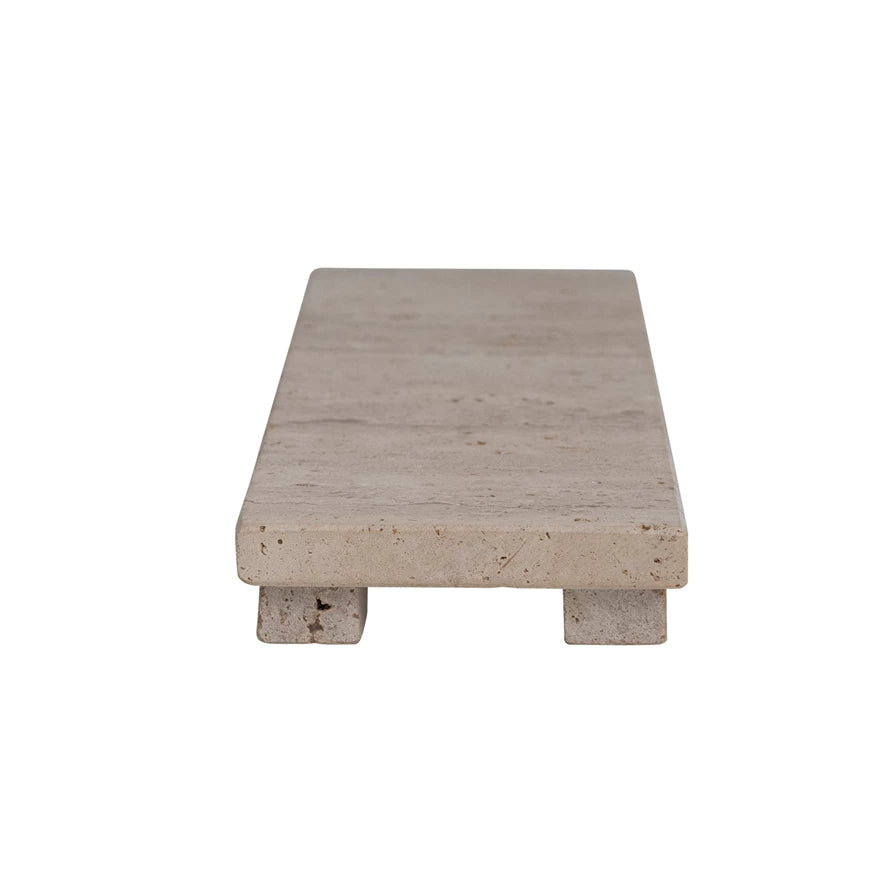 Beige Travertine Footed Serving Board