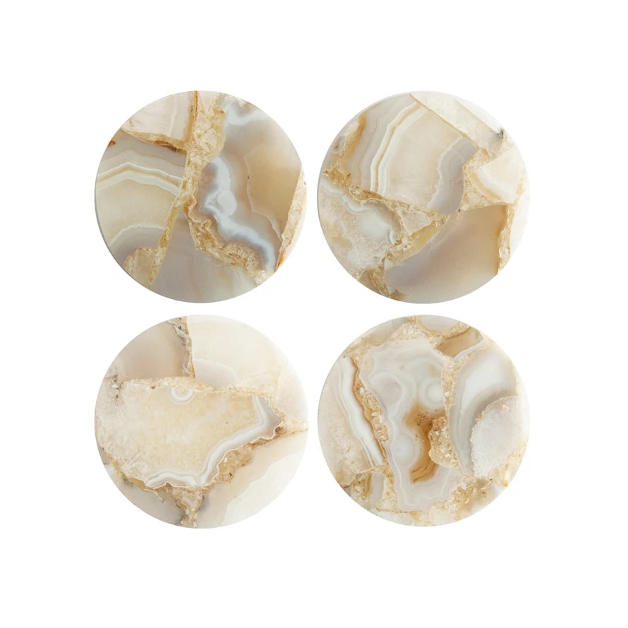 Round Agate Coasters, S/4